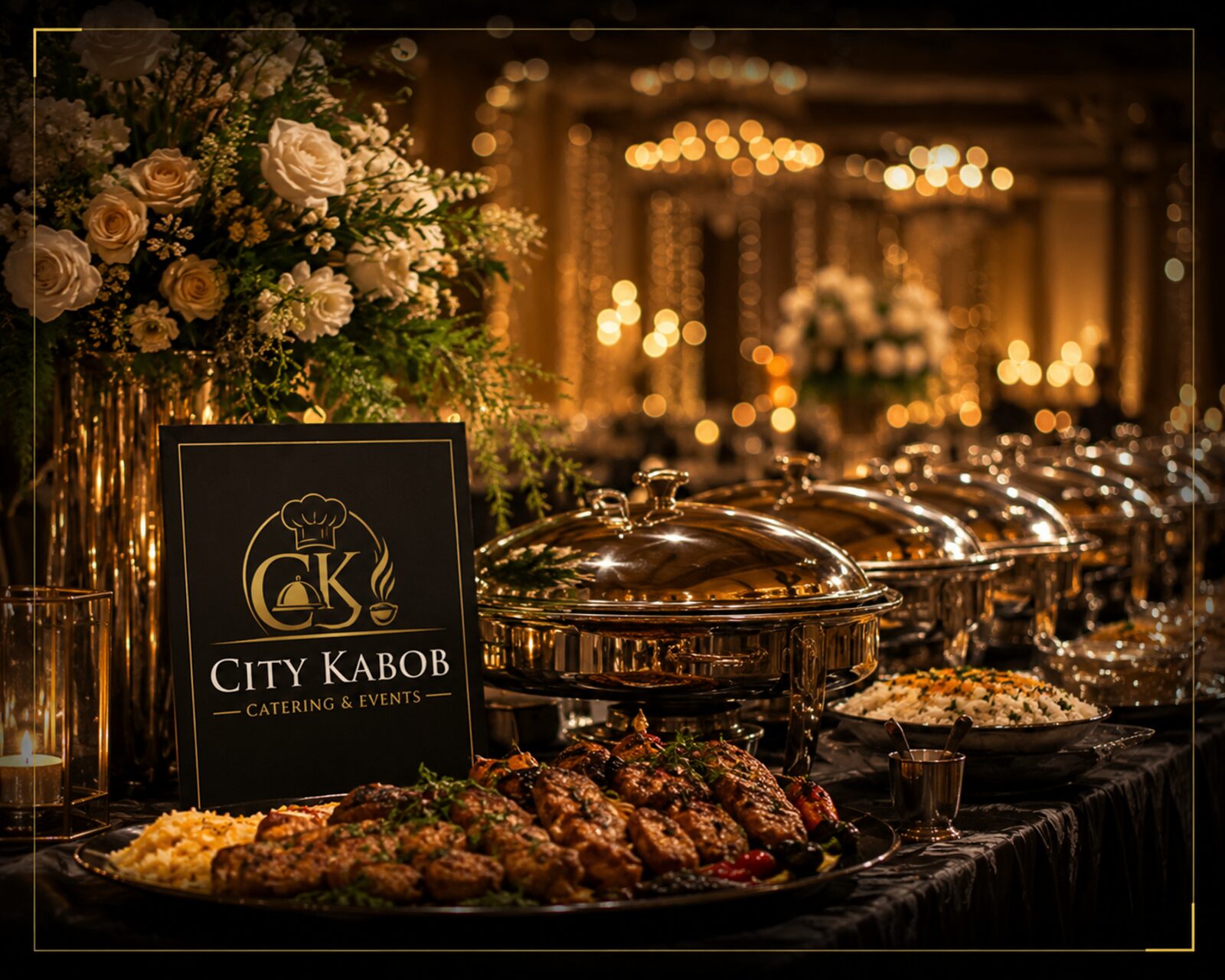 City Kabob chef preparing a catering spread